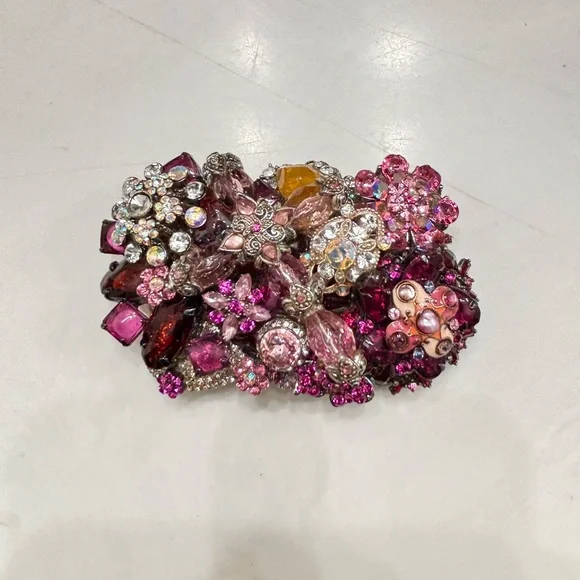 Vintage Vibrant Pink and Silver Rhinestone Bling Belt Buckle - Picture 1 of 8